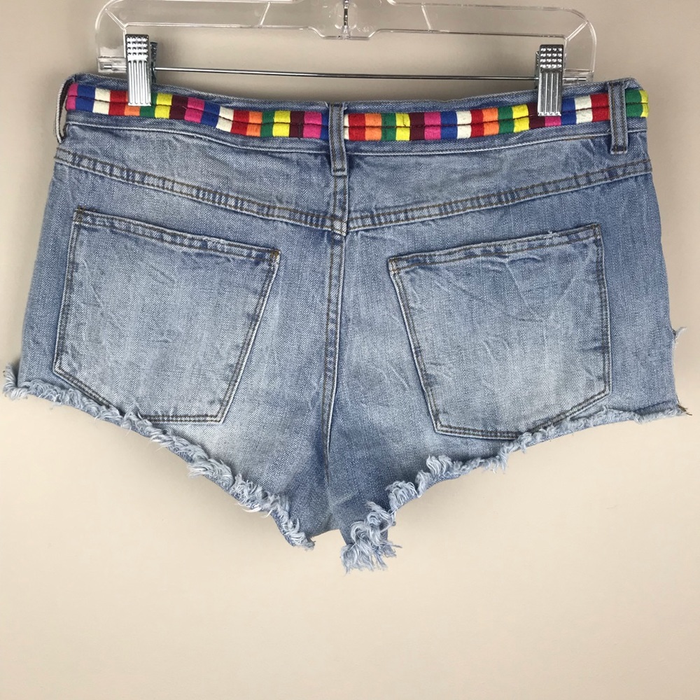 Free People 28 Elliot Denim Cutoff Shorts Rainbow - Picture 5 of 8